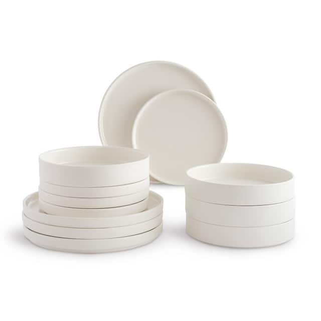 222 Fifth Kaden 12-Piece Porcelain Dinnerware Set, White