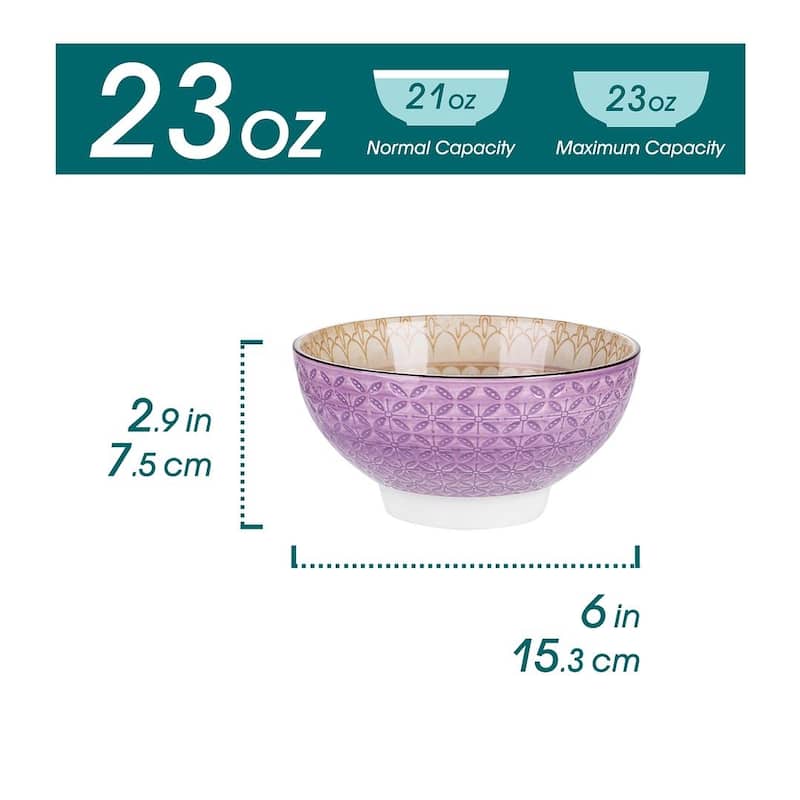 vancasso Macaron Porcelain 23Oz. Oriental Cereal Bowls Set
