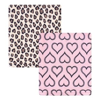 Hudson Baby Infant Girl Silky Plush Blanket, Leopard Heart, 30x36 inches - Leopard Heart - 30x36 inches