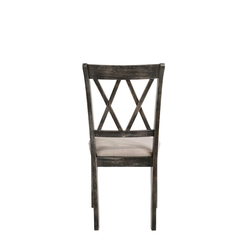 Claudia II Beige Fabric & Weathered Gray Finish Side Chair (Set of 2)