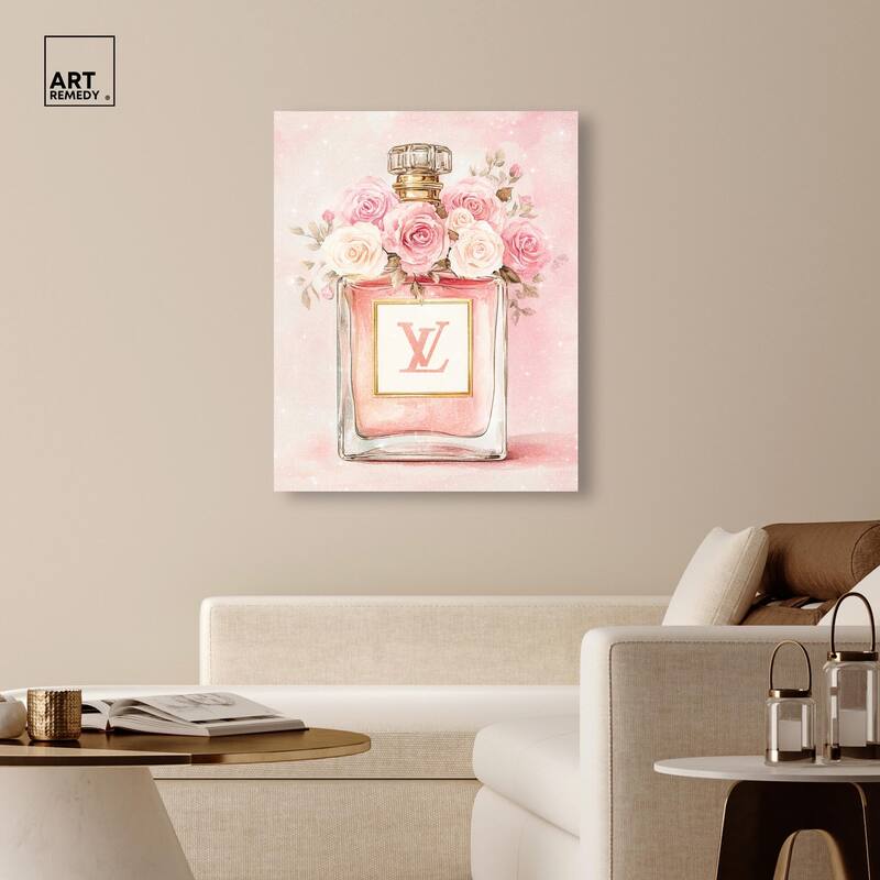 Delicate Floral Perfume Blush Canvas by Art Remedy, Gallery Wrapped