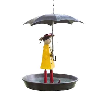 Outdoor Bird Feeder Girl with Umbrella Hanging Garden Decor - 9.84” x 6.30” x 6.30”