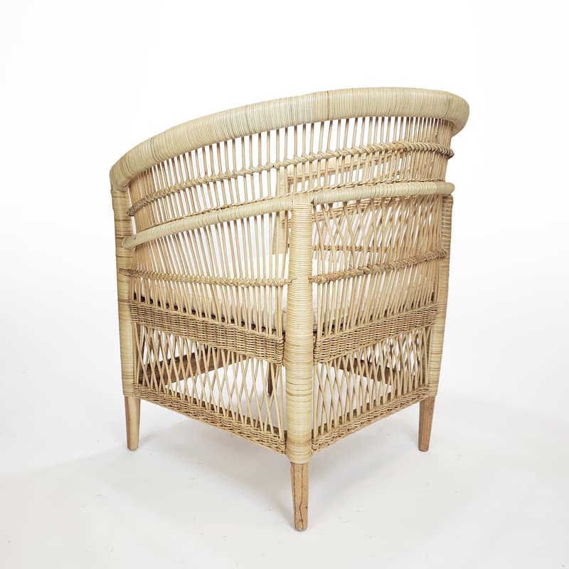 Symka Curved Back Woven Rattan Armchair with Padded Seat