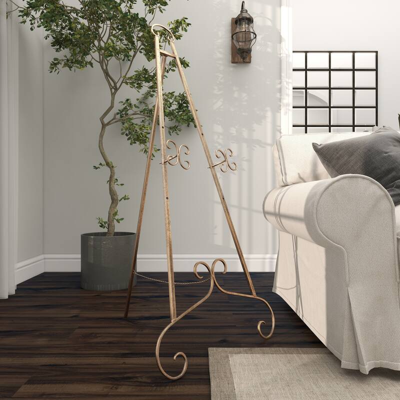 Silver or Gold Metal Traditional Easel with Chain Support - 22 x 21 x 46