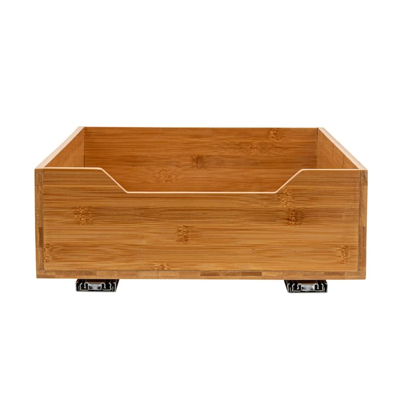 Household Essentials 1-Tier Bamboo Pull-Out/Slide-Out Storage Organizer - 21.0"L x 14.0"W x 5.5"H