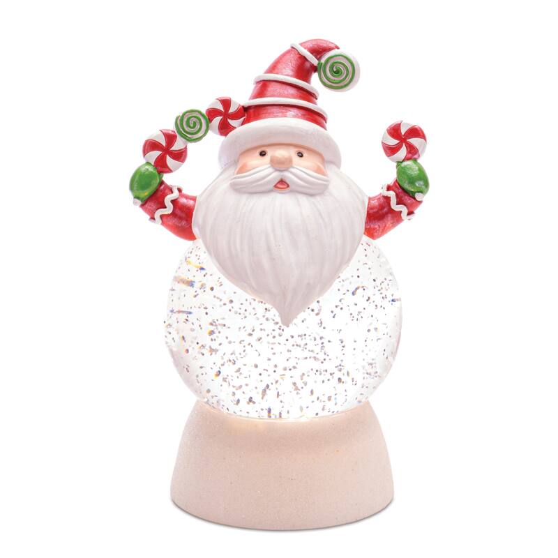 LED Santa Snow Globe Set with Timer and USB Cord - 3.75" x 3.75" x 7.5"