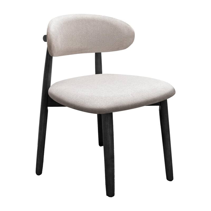 Cotton-Linen Fabric Upholstered Dining Chair with Black Solid Wood Legs, Armless Chair Set of 2 for Kitchen, Living