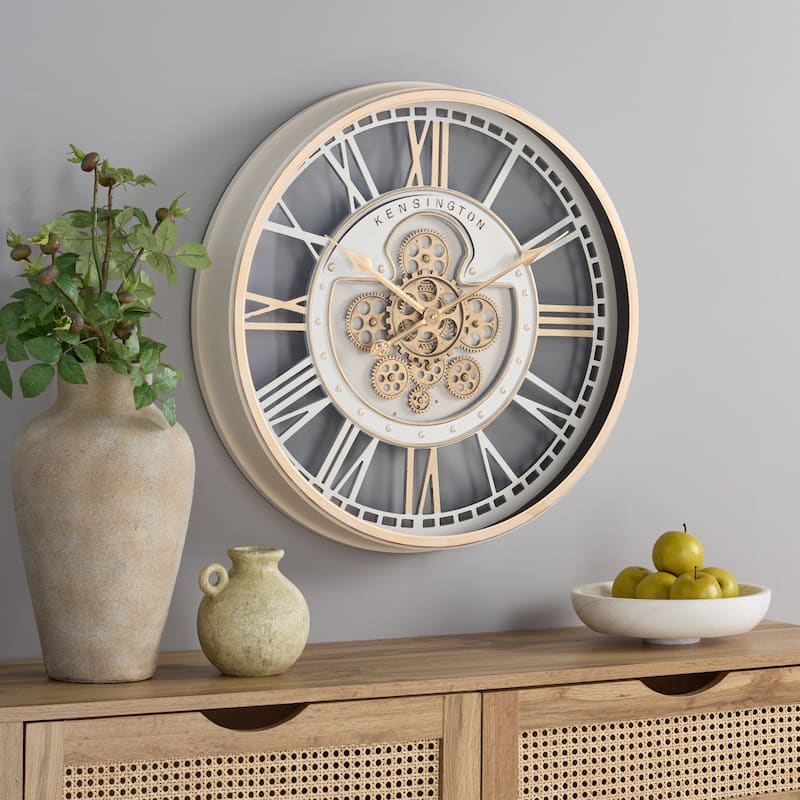 SEI Furniture Willmar Roman Gear Clock - 24"W x 4"D x 24"H - Beige