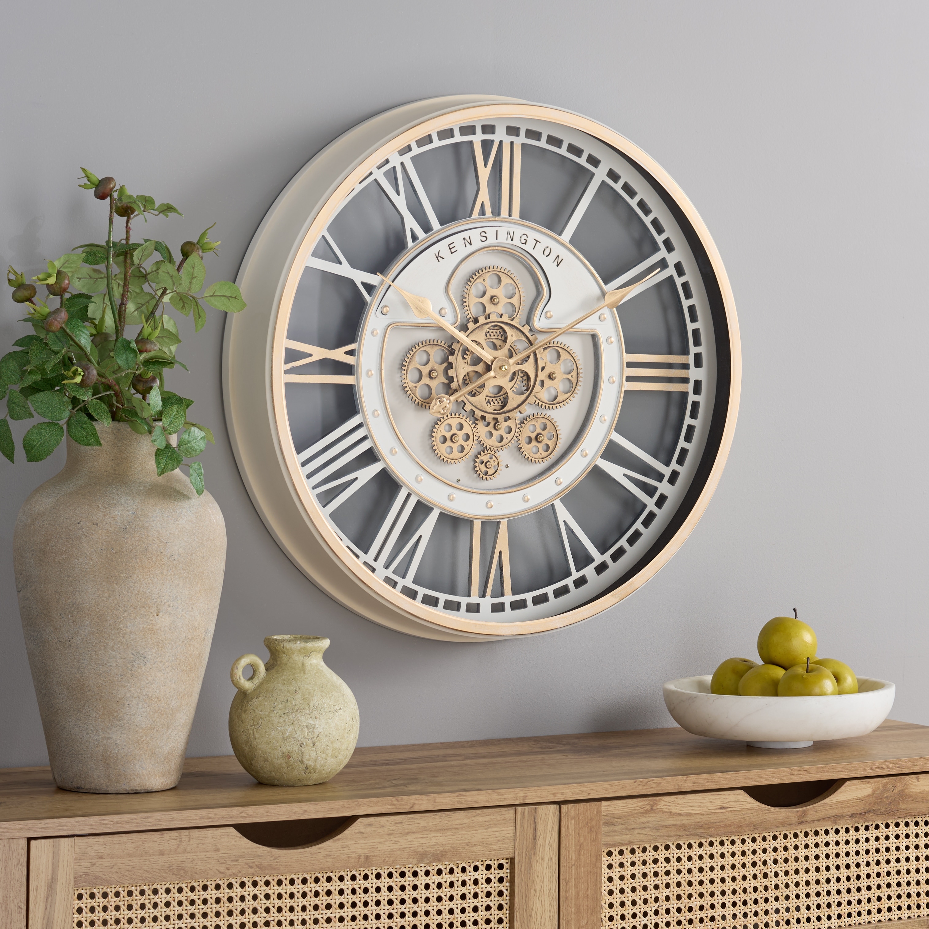 SEI Furniture Willmar Roman Gear Clock - 24"W x 4"D x 24"H