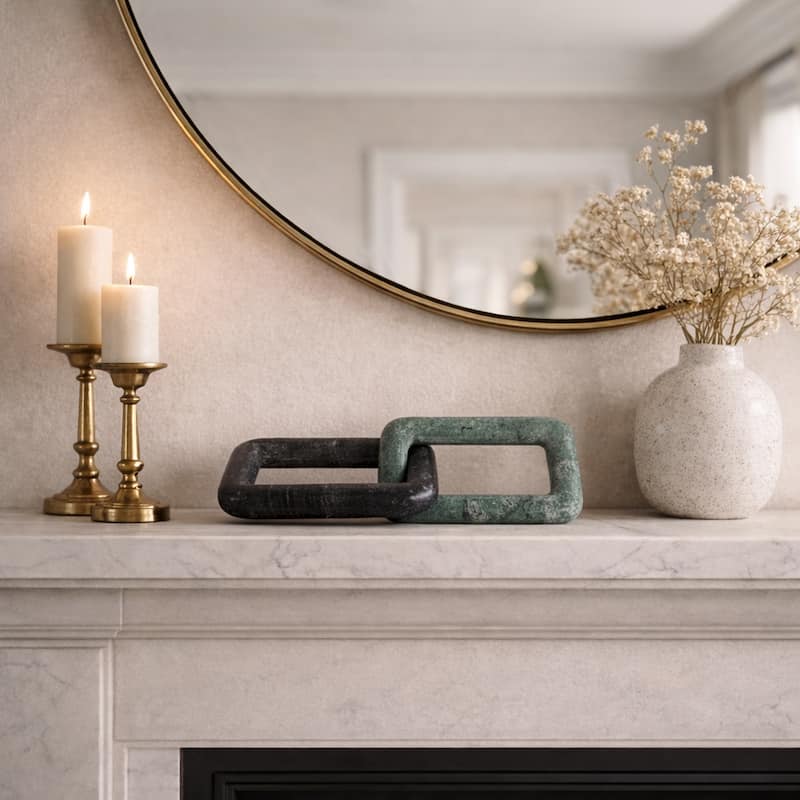 Decorative Marble Square Link Sculpture - Figurine Object