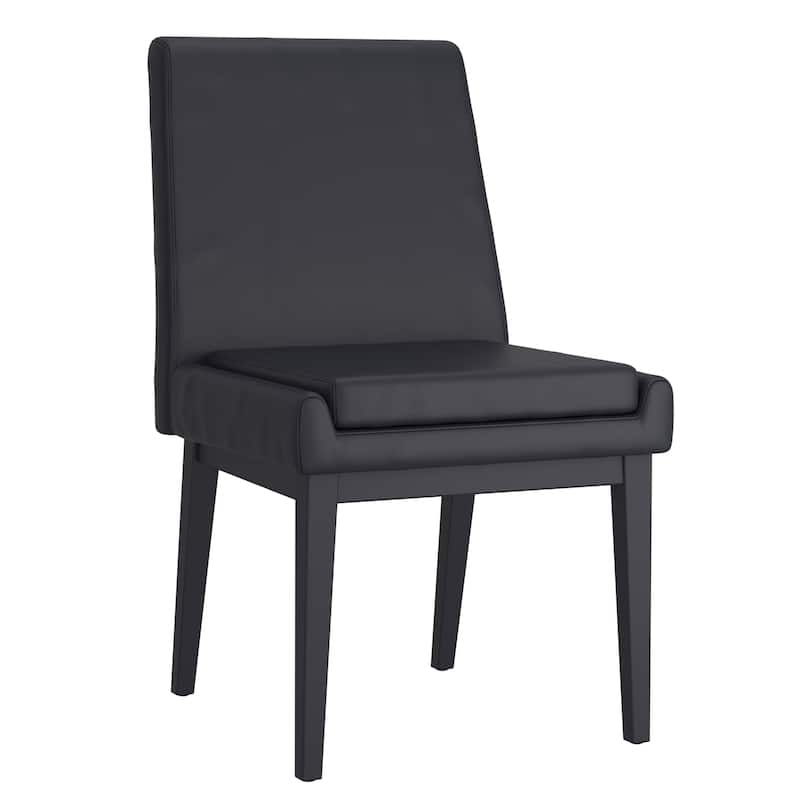 Contemporary Faux Leather and Metal Dining Chair, Set of 2 - N/A