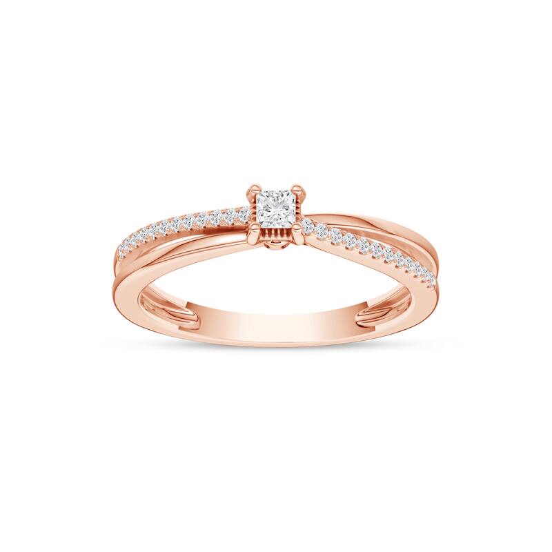 1/8ct TDW Diamond Split Shank Engagement Ring in 10K Rose Gold for Women