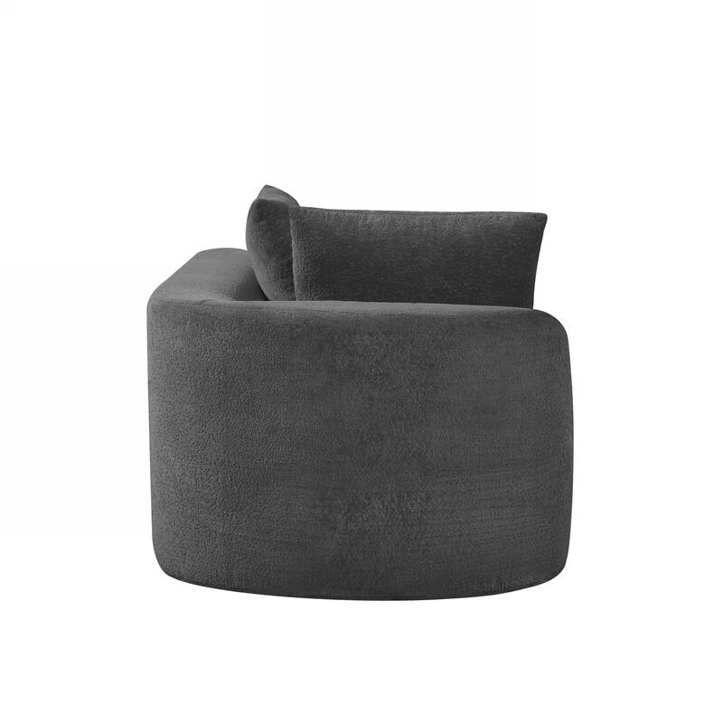 116" Pearl Upholstery Curved Sectional Sofa with Chaise Lounge, High-Density Compressed Sponge Design