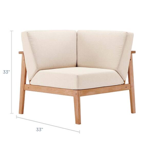 Sedona Outdoor Patio Eucalyptus Wood Sectional Sofa Corner Chair - On