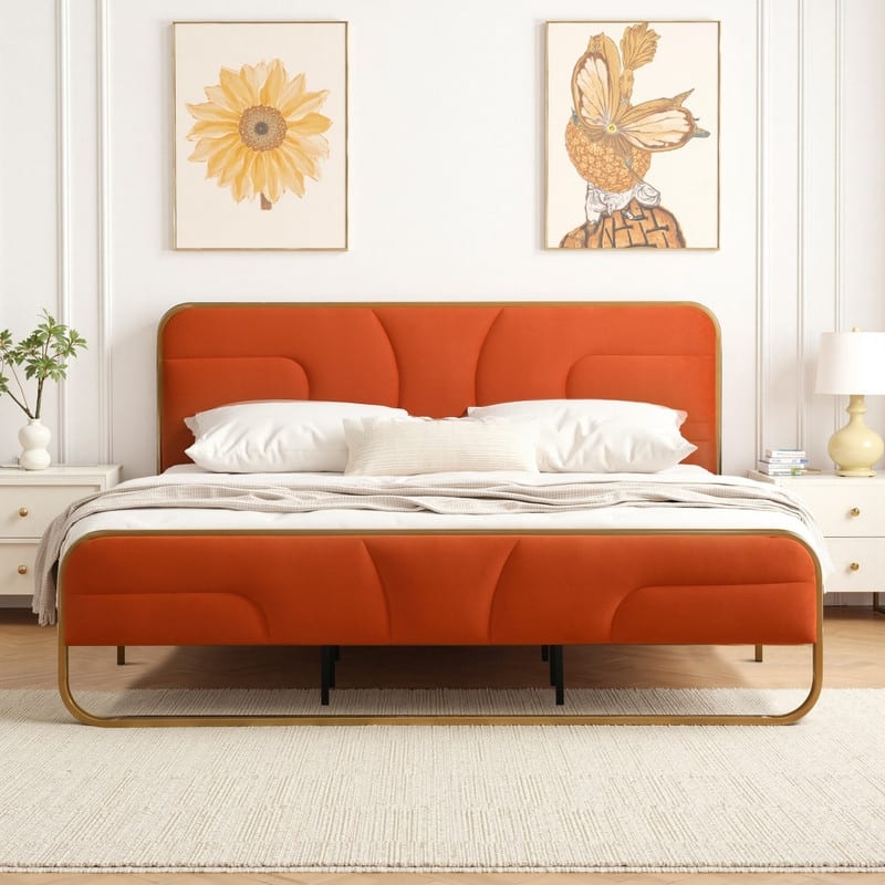 Modern Velvet Platform Bed
