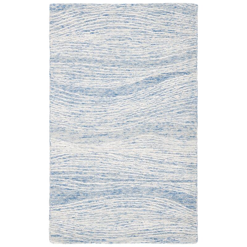 SAFAVIEH Handmade Metro Annarosa Modern Abstract Wool Rug - 2' x 3' - Blue/Ivory - Rectangle