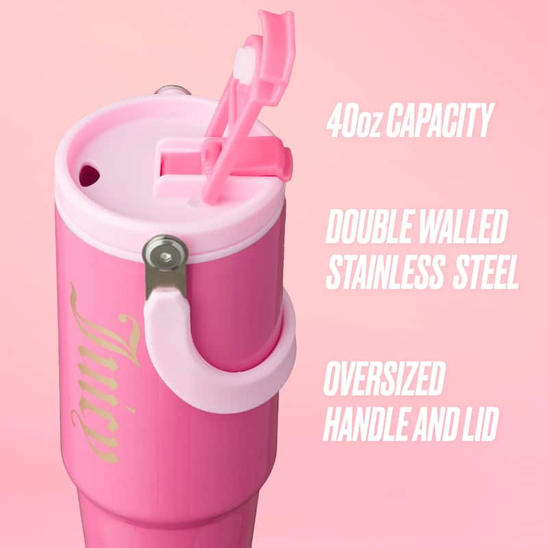 Juicy Couture Flip Fusion Hydration Stainless Steel Screw Top Tumbler with Flip Handle