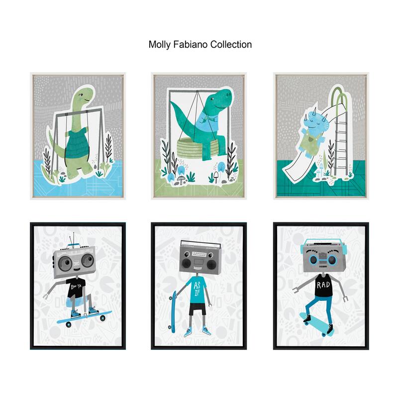 Kate and Laurel Sylvie Boom Box Boy 2 Framed Canvas by Molly Fabiano
