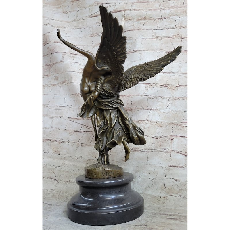 Signed Mercie Messenger Of God Protector Of Life Bronze Sculpture Angel Statue