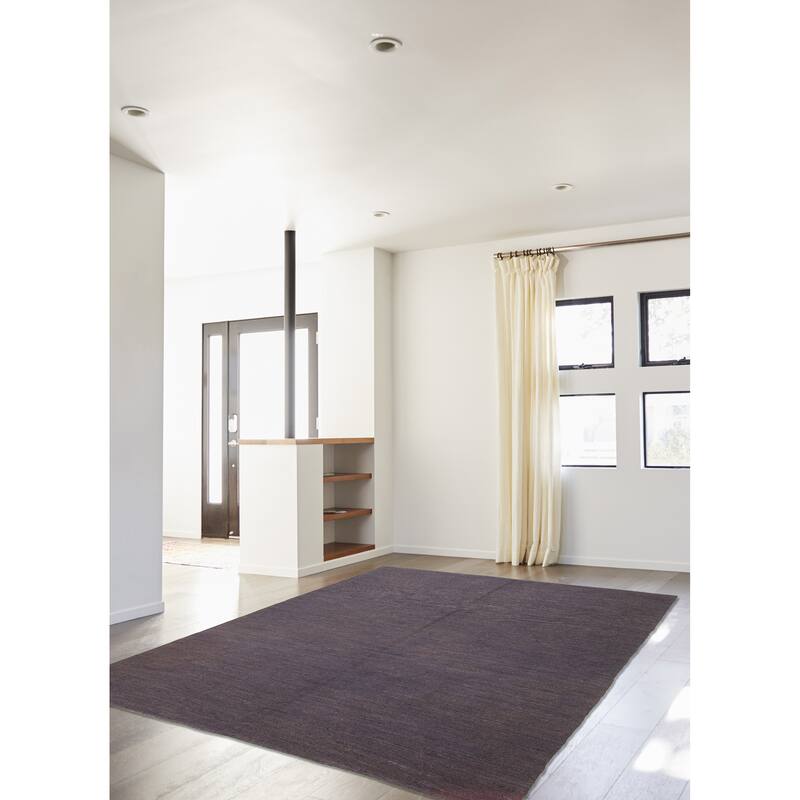 ECARPETGALLERY Flat-Weave Natural Navy Wool Tapestry Kilim - 6'4 x 8'4