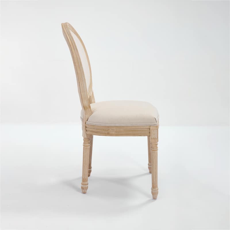 Set of 2 French Country Dining Chairs, Upholstered with Round Back