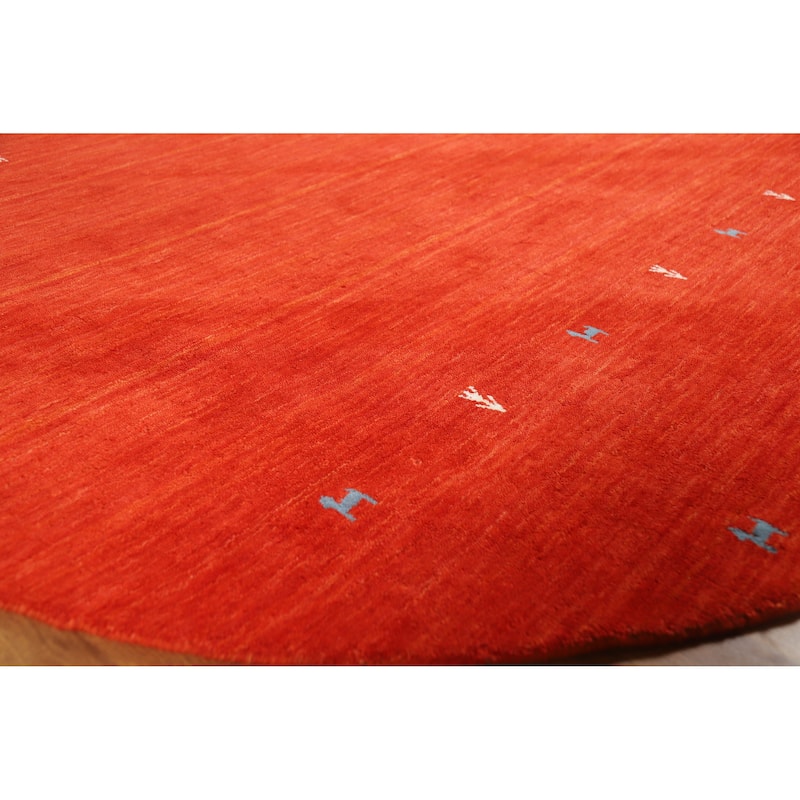 Hand Knotted Oriental 100% Wool Carpet Tribal Animal Pictorial Oranges & Rust Gabbeh Area Rug - 6' 6'' X 6' 6''