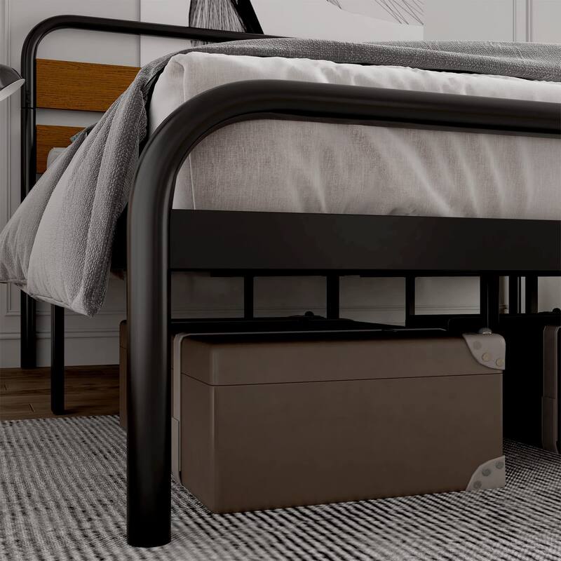 Bed Frame with Wood Headboard