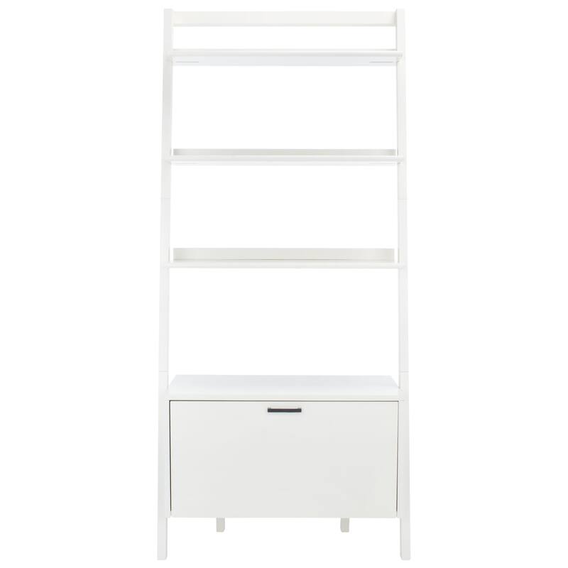 SAFAVIEH Fadime Natural/Charcoal 3-Shelf 1 Door Etagere - 32" W x 15.4" L x 72" H - 32Wx15Dx72H