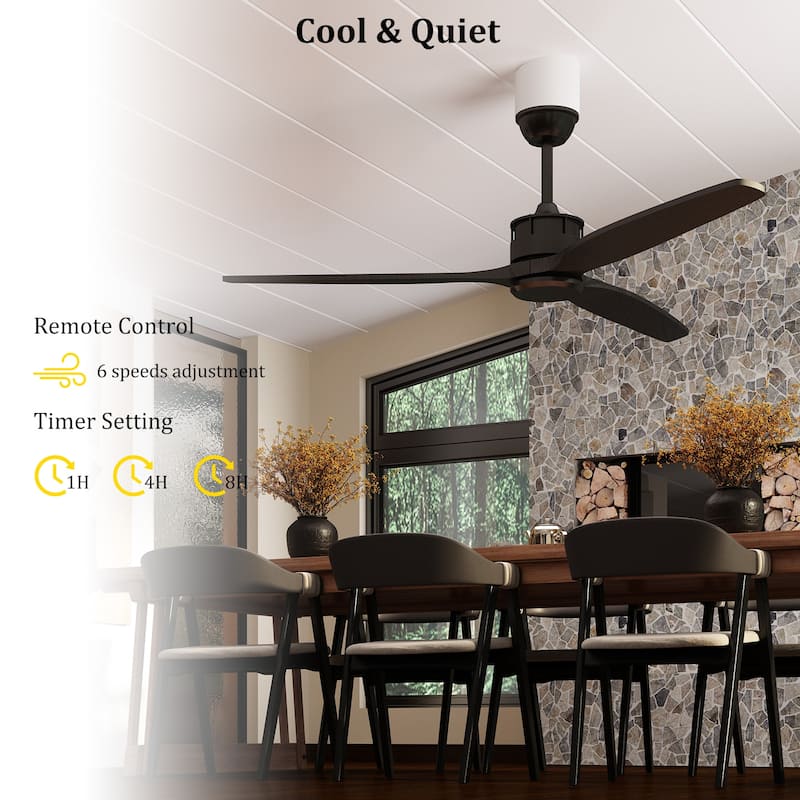 Wood Ceiling Fan with Lights Remote Control,6 Speed DC Motor,3 Blade - 59"