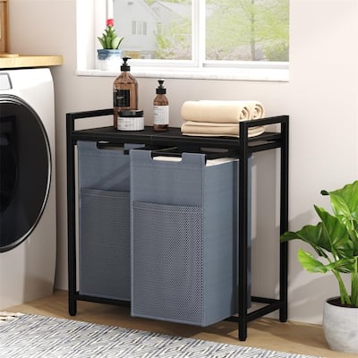 Laundry Hamper with Shelf - 28.3"L x 11.8"W x 28.5"H