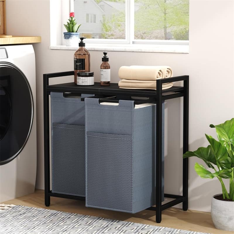 Laundry Hamper with Shelf - 28.3"L x 11.8"W x 28.5"H