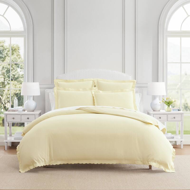 Martha Stewart Signature Scallop Solid Duvet Cover Set - Yellow - King