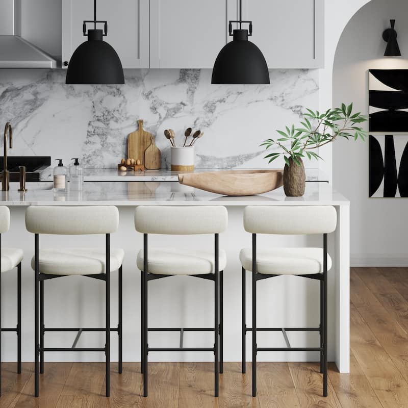Nathan James Dahlia Counter Height Barstool or Dining Chair with Back and Upholstered Cushion
