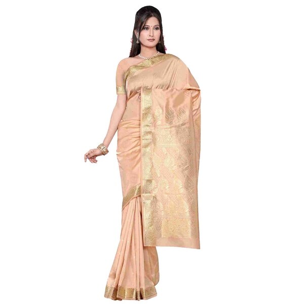 Golden - Benares Art Silk Sari / Saree/Bellydance Fabric (India). Opens flyout.