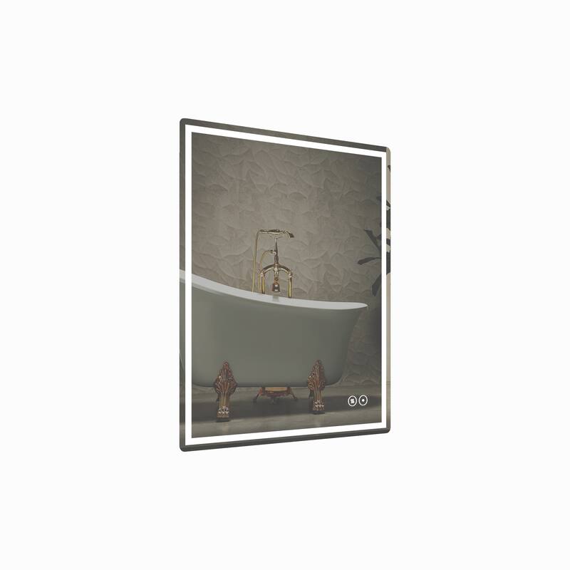 CB HOME Bathroom Mirror with Lighted, LED Wall Mounted Anti-Fog Bathroom Vanity Mirror, Backlit&Front Lighted,Frameless,Dimmable