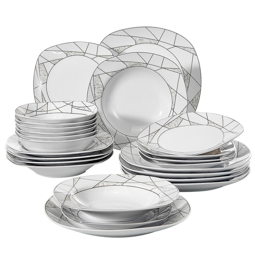 Excellanté Mica Black Collection 18-Inch Round Plate, White:  Dinner Plates: Dinner Plates