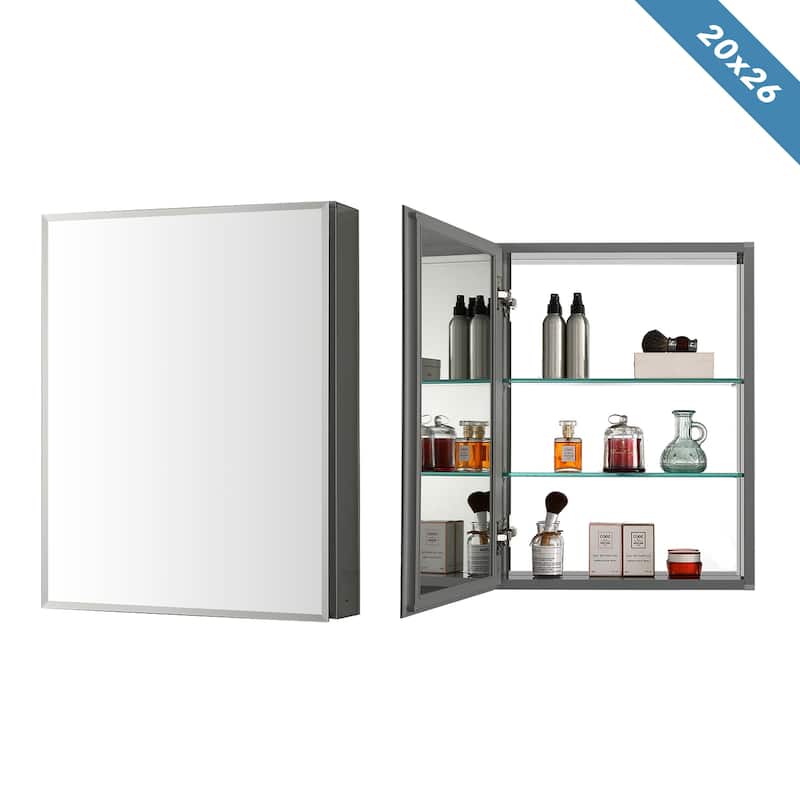 Frameless Aluminum Bathroom Mirror Medicine Cabinet - 20x26