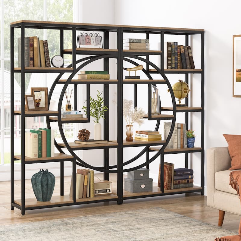 Bookshelf 5 Shelf Industrial Etagere Bookcase for Bedroom, Living Room, Home Office