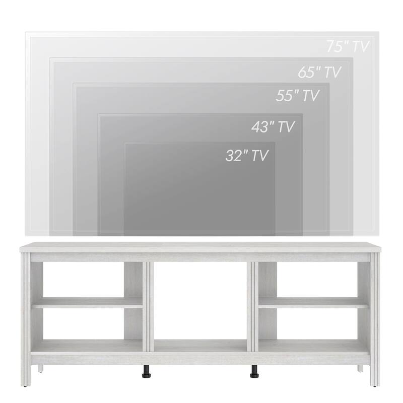 WAMPAT Farmhouse TV Stand for TVs up to 75 Inch, White Entertainment Center for 80 inch TV Console Table with 5 Cubby Storages