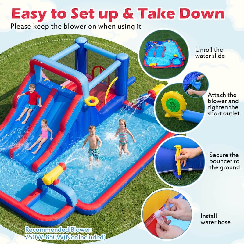 Costway Inflatable Water Slide Park Kids Bounce House Splash Pool - See Details
