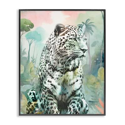 Stupell Leopard Gazing in Jungle Framed Giclee Art Design By Kim Allen