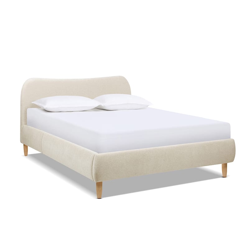 Roman Boucle Sherpa Curved Headboard Modern Platform Bed