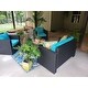 Kinbor 4-piece Outdoor Patio Furniture Set Wicker Chat Set Sectional Sofa w/ Cushions