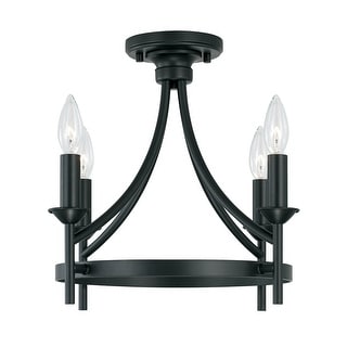 Peyton 4-light Matte Black Dual Mount Semi-Flush/ Pendant
