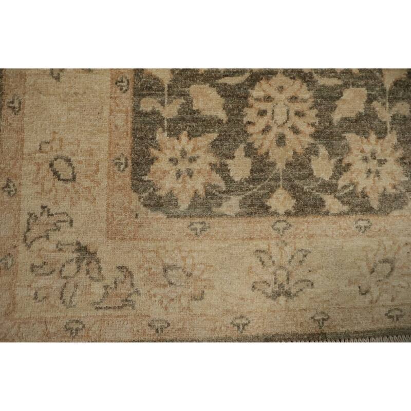 Hand Knotted Oriental 100% Wool Carpet Traditional Floral Brown Peshawar Area Rug - 4' 0'' X 2' 9''