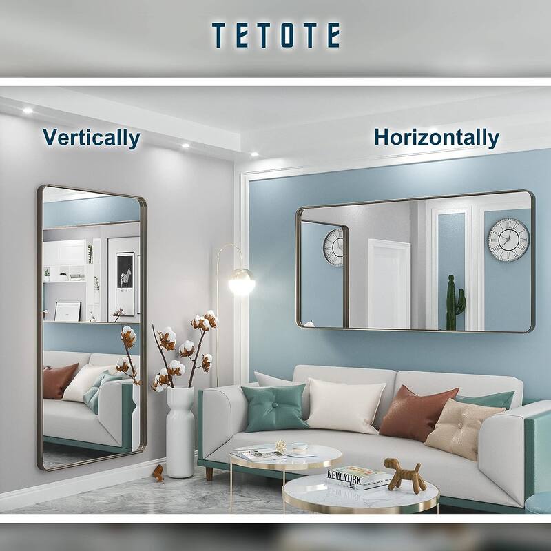 TETOTE Bathroom Vanity Mirror Modern Metal Frame Wall Mounted