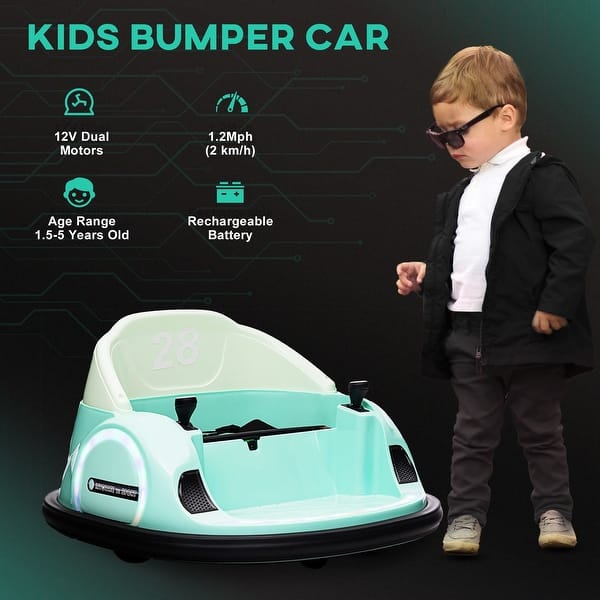 slide 2 of 7, Green 12V Bumper Car, 360 Degree Fun with Remote Control 2-4 Years - Green