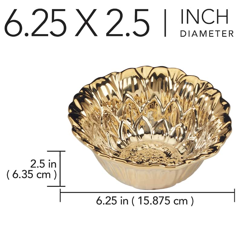 Certified International Gold Coast 3-Dset of 4 Sunflower Ice Cream Bowls - 6.25" Diam x 2.5"