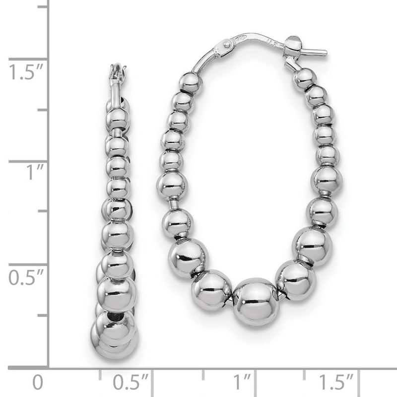 Curata 925 Sterling Silver 36.8x6.09mm Polished Beaded Hoop Earrings
