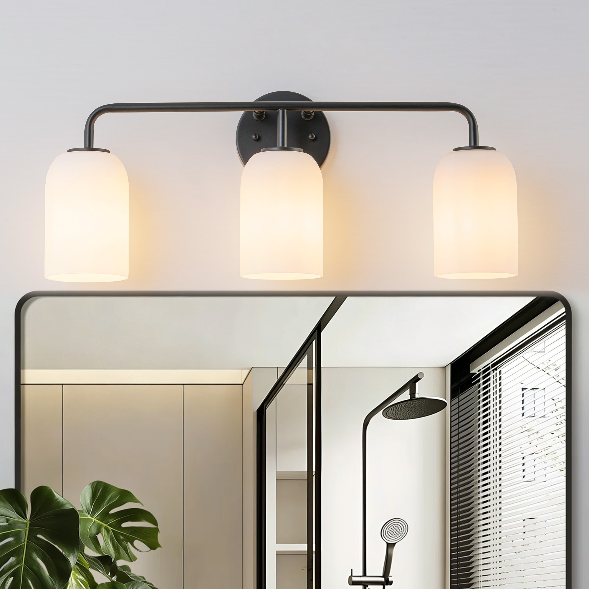 Rennnsan 3-Light Modern Linear Frosted Glass Vanity Light for Bathroom - 3 light